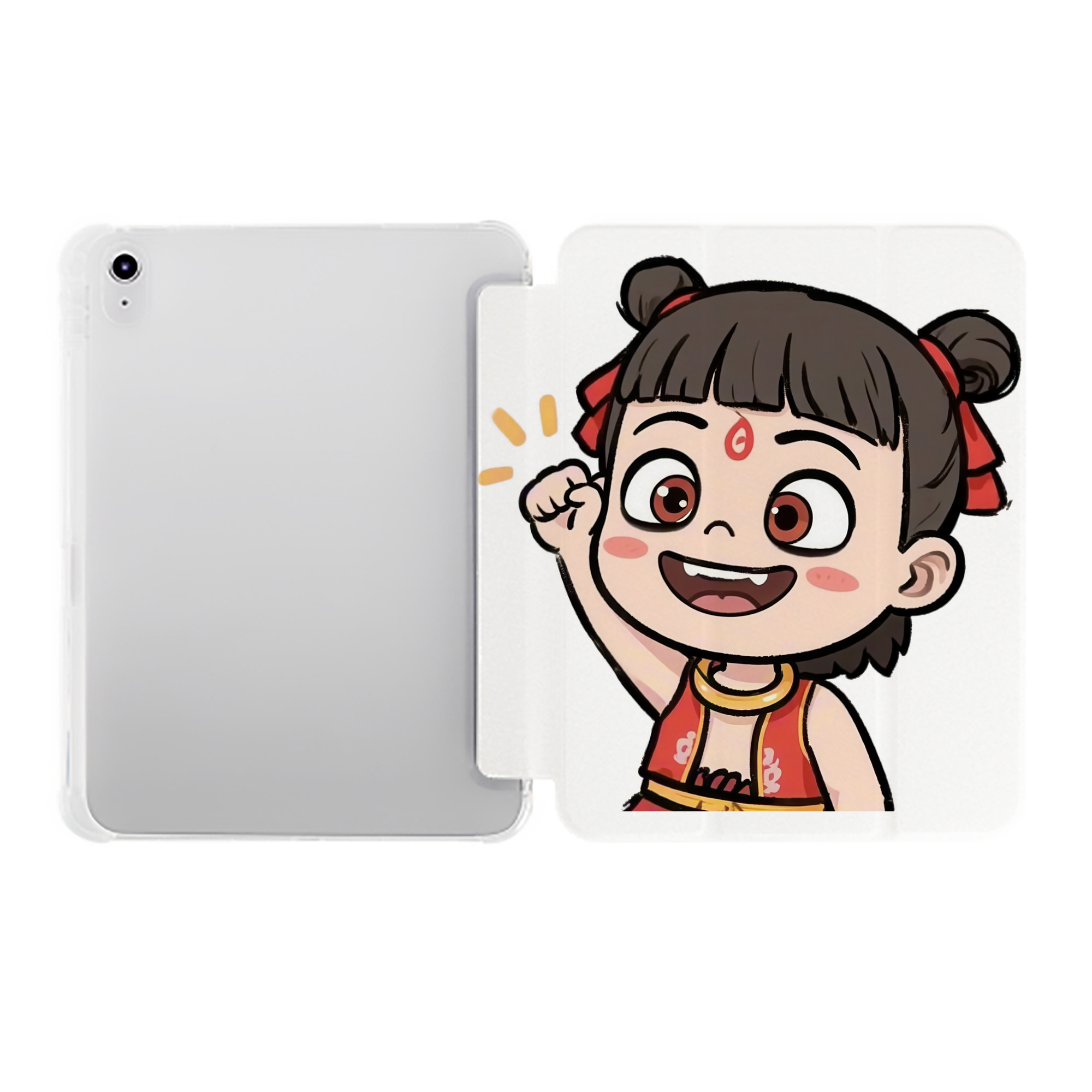 （画像用） Ne Zha 2 ナタ 魔童の大暴れ IPad ケース ペン収納付き 三つ折りスタンド PUレザー×シリコン 対応機種9.5/10.5/10.9インチ